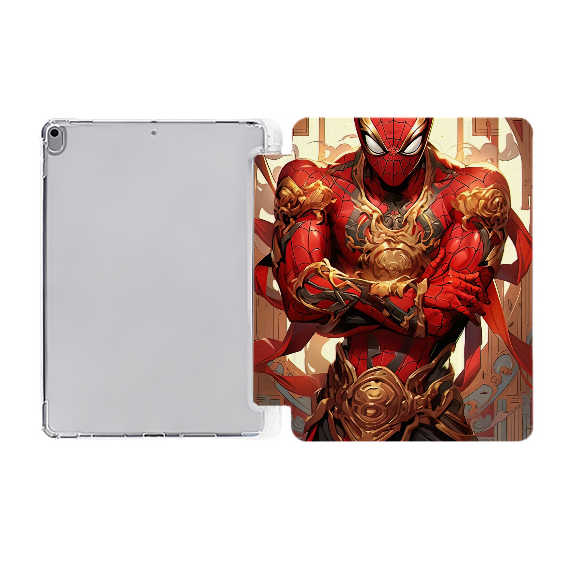 （画像用） Spider Man スパイダーマン IPad ケース ペン収納付き 三つ折りスタンド PUレザー×シリコン 対応機種9.5/10.5/10.9インチ